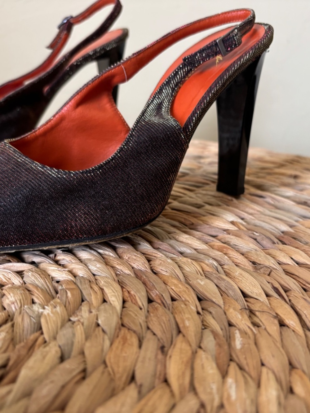 GIUSEPPI ZANOTTI Design / VICINI / red / gold pointed toe slingback heel / 37.5 - Picture 5 of 15